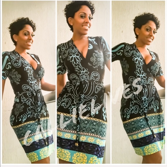 Elaine Wrap it up: Analili Work Dress Floral Blue - Picture 3 of 3